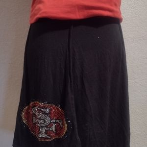 San Francisco Forty Niner ( 49ers) glitter sequin black skater skirt. Max Studio